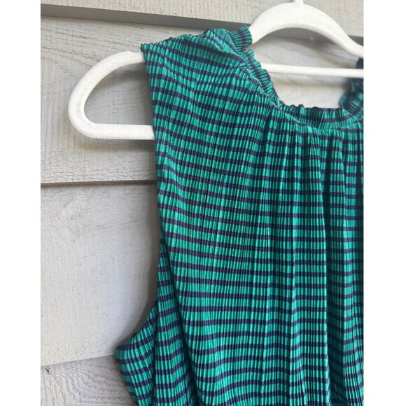 Draper James XL Green Stripe Pleated Midi Dress - Picture 8 of 9
